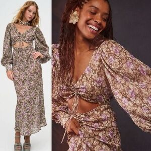 For Love & Lemons Wynne Maxi Dress Size S NWT Cut Out Shimmer Coquette